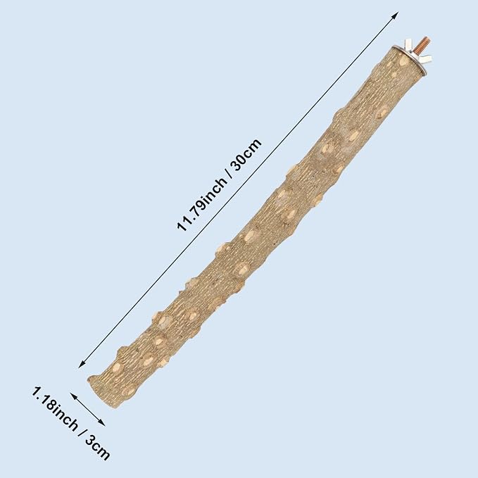 Hypeety Natural Prickly Ash Wood Perch Bird Paw Grinding Stand, 11.7''/30cm | Paw and beak grinding perch, bark texture for grip, chew-proof and durable, beak for budgie/parakeet/cockatiel/lovebird
