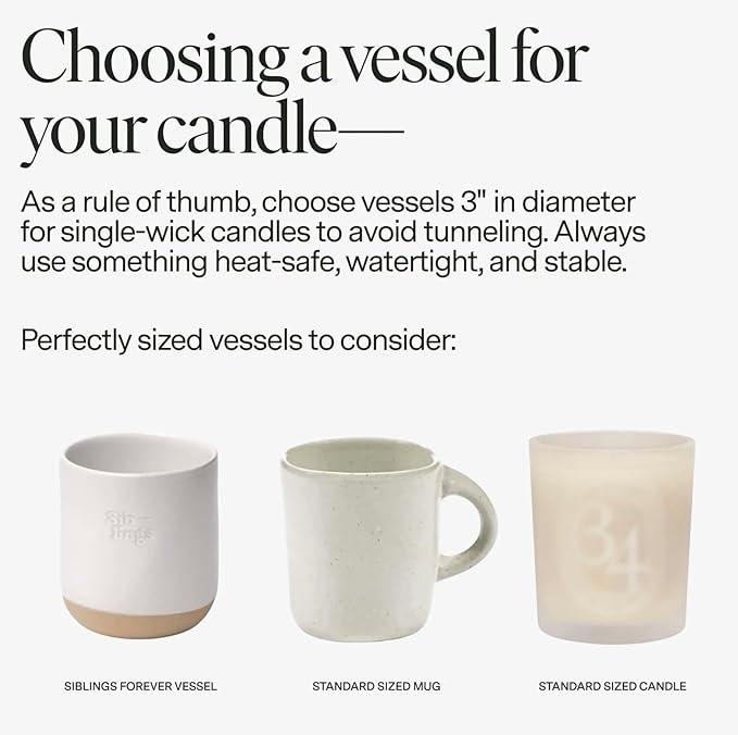 Siblings Candle Making Kit | DIY Coconut-Soy Wax Candle Kit with Wooden Wick | Scent Neroli Noir: Neroli, Amber, Sandalwood | Clean, Non-Toxic, Reusable, 60 Hr Burn