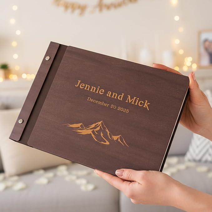 Personalized Travel Photo Album,Wooden Scrapbook Albums, Custom Adventure Photo Album for Christmas Gifts, Heartfelt Gift for Couples, Friend, Family, Travel Memories