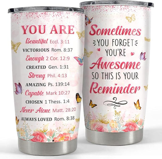 SANDJEST Inspirational Gifts for Women Tumbler 20oz Christian Gift Stainless Steel Insulated Coffee Travel Cup Mug Motivational Gift for Women Birthday Christmas