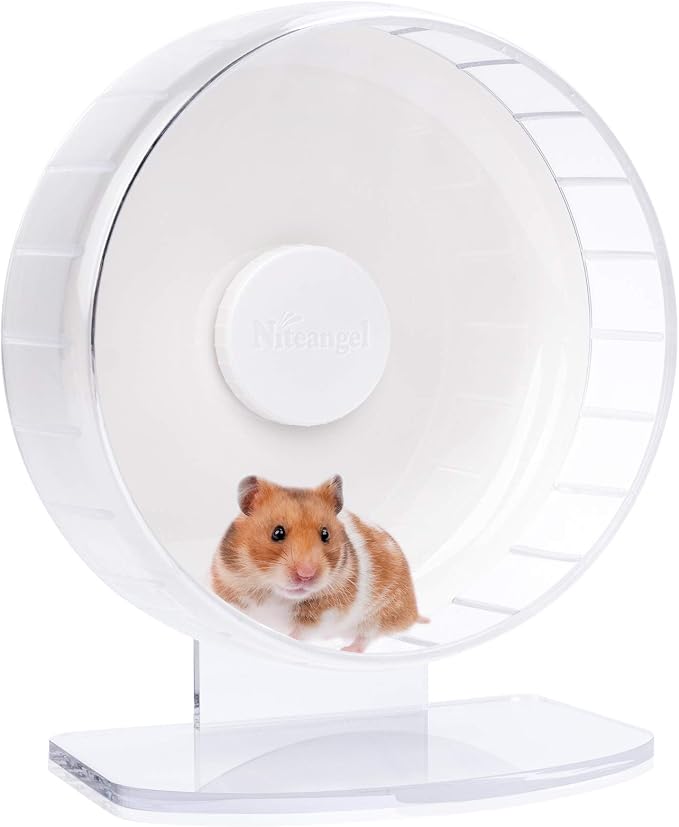 Niteangel Super-Silent Hamster Exercise Wheels: Quiet 10 inch Running Wheel | Can 10.6-13.4" Adjustable Height - No Bend Back Spinner Running for Dwarf Syrian Hamster Gerbils Mice Or Other Small Animal