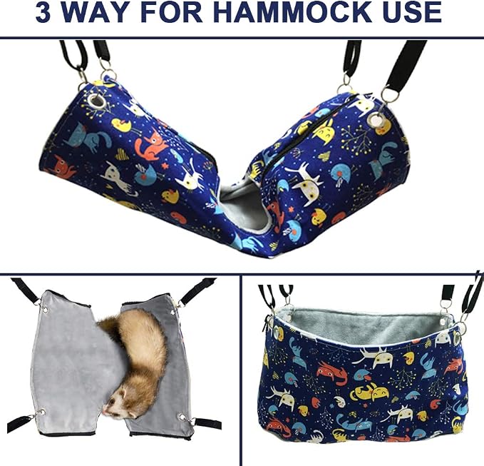 Ferret Rat Critter Nation Cage Accessories,Ferret Rat Hammock Set Hanging Bed Tent Tunnel for Any Small Animal Bedding