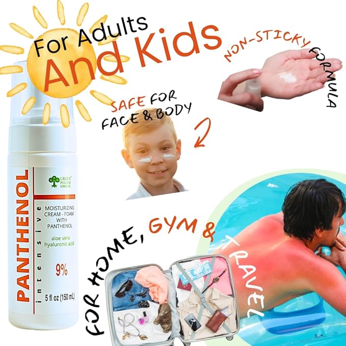 9% Panthenol Foam Spray - Redness Relief Moisturizer | Acne, Burn & Skin Repair with Aloe & Hyaluronic Acid – Post-Laser, Stitches, Tattoo & Hair Transplant, 5Oz