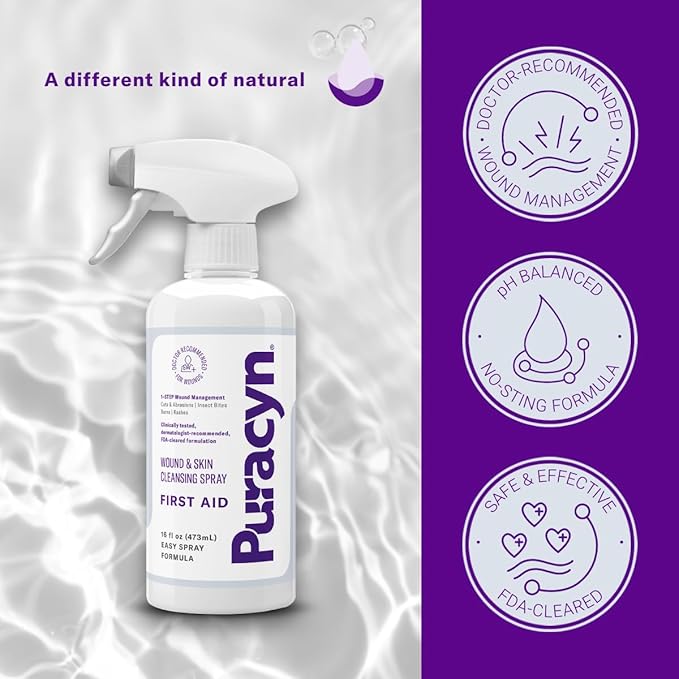 Puracyn First Aid Wound and Skin Repair - Wound Care Spray for Cuts, Scrapes, Minor Sores, Minor Burns, and Other Skin Irritations. 16 Ounces