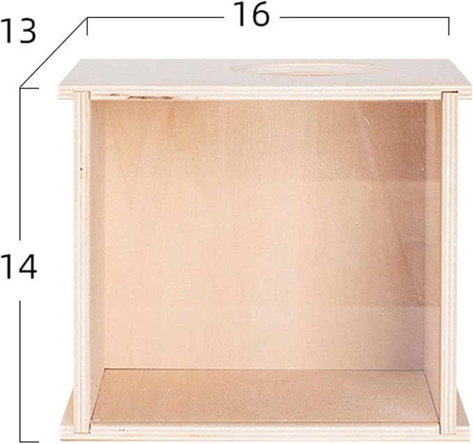 DIY Wooden Hamster Digging Box Enclosure with Transparent Observation Window, Easy Cleaning Multipurpose Stable Structure with Lid for Small Animals- Size S