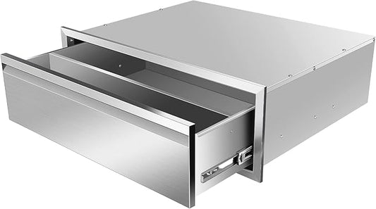 Outdoor Kitchen Drawers Stainless Steel 30W X 10H X 23D Inch, Flush Mount Single BBQ Island Drawers with Hidden Handle for Outdoor Kitchens, Patio or Grill Station
