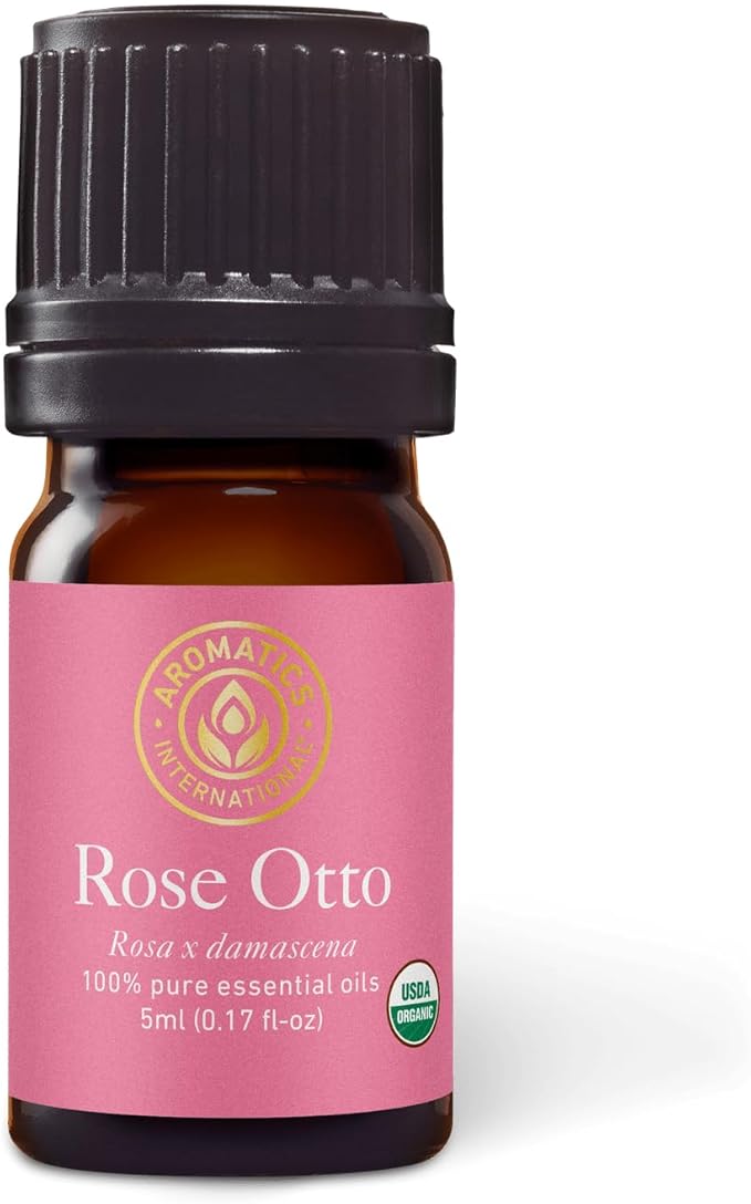 Aromatics International Premium Organic Rose Otto Essential Oil 5ml | 100% Pure Essential Oil for Diffusion & Aromatherapy