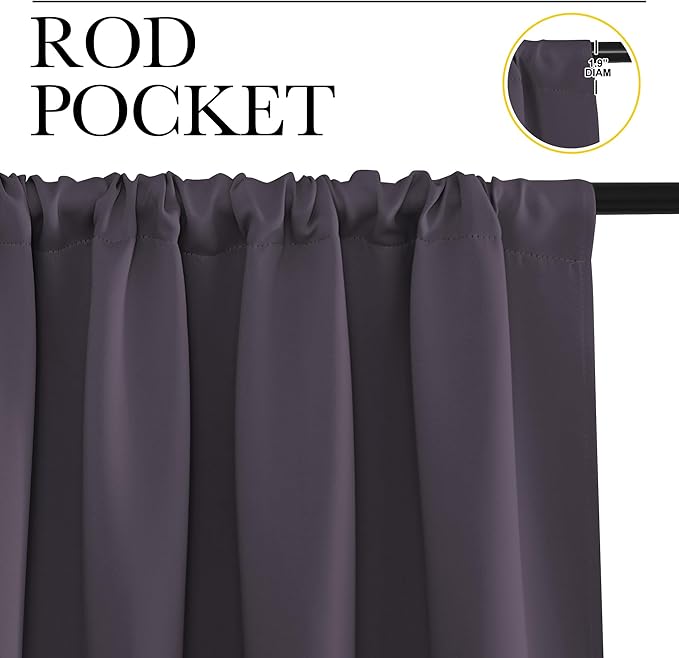 NICETOWN RV Blackout Curtains for Camper Windows, Greyish Purple, 29" Wide by 50" Long, 2 PCs, Short Blackout Curtains & Drapes, Thermal Insulated Blackout Curtain Panels for Kids Room, Play Room