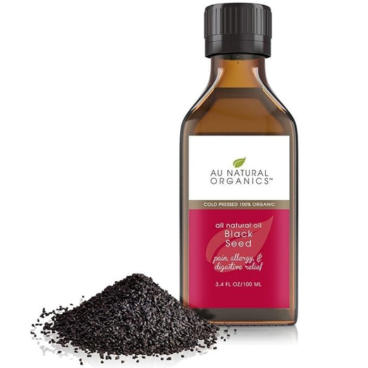 Au Natural Organics Black Seed Oil - USDA Certified Organic Black Seed Oil (Nigella Sativa) Cold Pressed for Supplements, Hair Growth, Strengthen Immunity, Digestive Health & Brain Support - 3.4 Oz
