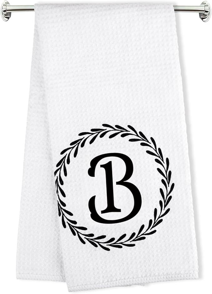 Monogrammed Hand Towels Name Ini-tial Letter B Kitchen Towels,Personalized Gifts for Women Wife Mom,Monogram Dish Towel Decorative Tea Towel 17x23 Inch,for Kitchen Bathroom