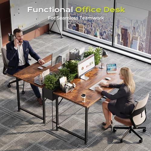 PRAISUN 40 Inch Computer Desk, Office Desk, Spacious Desktop, Rustic Brown
