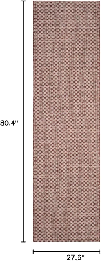 SAFAVIEH Courtyard Collection CY8653 Indoor/ Outdoor Easy scrubbing Patio Backyard Mudroom Runner-Rug, 2' 3' x 6', 7' Rust / Light Grey