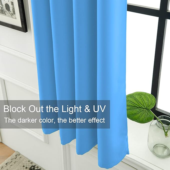 LA PALMA Thermal Insulated Blackout Darkening Grommet Living Room Curtains Window Drapes for Bedroom Pack of 2 Panels