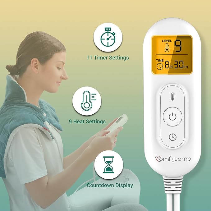 Comfytemp Heating Pad for Neck and Shoulders and Back, FSA Eligible Items Only List, HSA Approve 2.6lb Weighted Electric Neck Heat Pad, Large Heated Wrap with 9 Heat Settings & 11 Timer for Women Mom