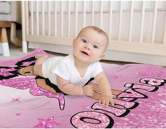 D-Story Personalized Blanket, Black Girl Blanket,Personalized Blankets for Kids,Personalized Name Blankets, Personalized Blankets for Adults, Boys Girls Birthday Day Gift