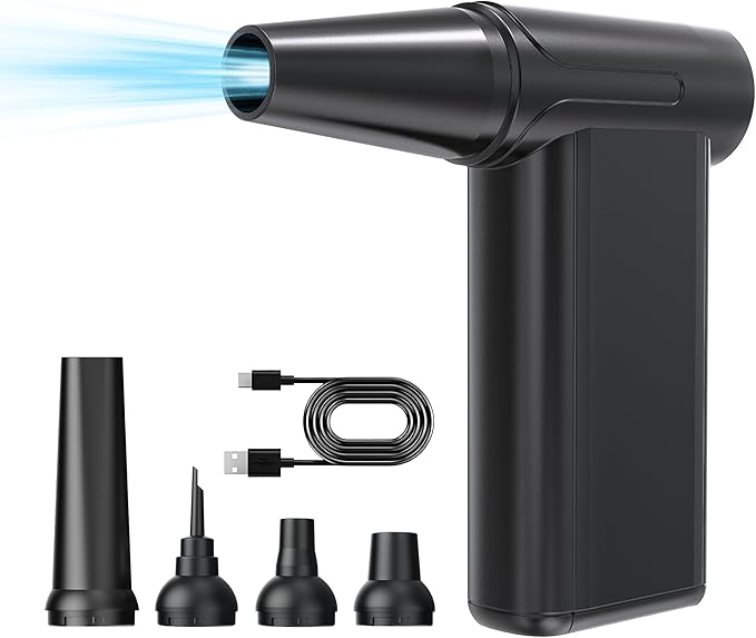 Cordless Electric Air Duster, 110000 RPM Turbo Jet Fan with LED, 8-Gear Stepless Speed Adjustment, Powerful Blower with Brushless Motor for Computer, BBQ, Cars, Home & Outdoor Cleaning