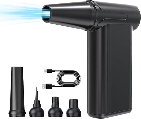 Cordless Electric Air Duster, 110000 RPM Turbo Jet Fan with LED, 8-Gear Stepless Speed Adjustment, Powerful Blower with Brushless Motor for Computer, BBQ, Cars, Home & Outdoor Cleaning
