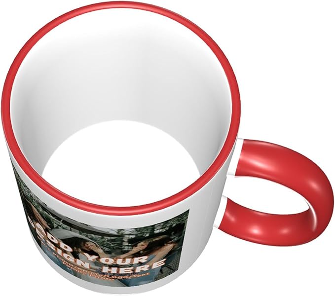 Custom Mugs and Coffee Cups Partial or Full Size Printed Creative Designs Customizable with Your Photos Images Text (Partial, Red)