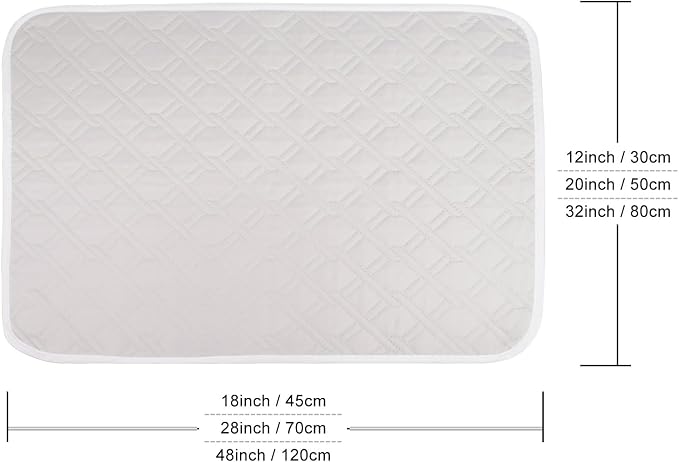 2 Pack Guinea Pig Cage Liners, 48" x 32" Washable Guinea Pig Pee Pads, Reusable Super Absorbent Non-Slip Training Mat Bedding for Small Animals - Hamster, Rabbit, Chinchilla, Rat (Gray)