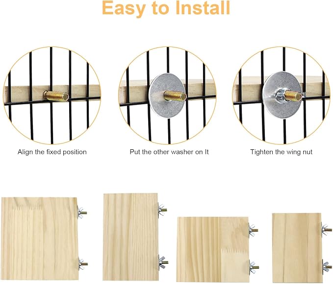 Litewoo 2pcs Bird Perch Platform Flat Stand Beak Paw Grinding Parrot, XL | 5.9"x6.5", natural wood, easy to install, save space, for parrot/parakeet/cockatiel/lovebird//conure/finch/budgie/cage