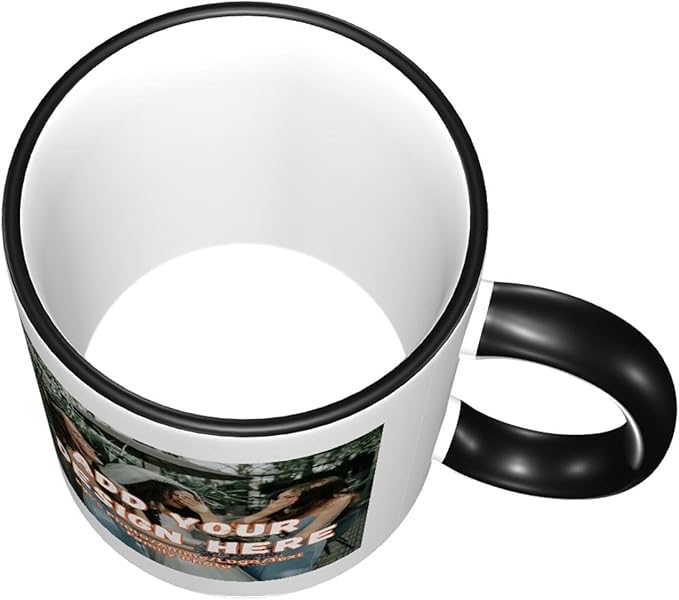 Custom Mugs and Coffee Cups Partial or Full Size Printed Creative Designs Customizable with Your Photos Images Text (Partial, Black)