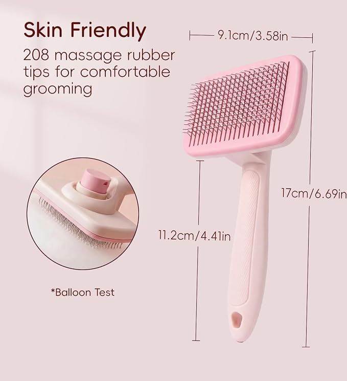 Cat Brush Dog Brush with Self Cleaning Cat Comb, Hair Removal for Pets | Skin Friendly Grooming；for Puppies & Long/Short Haired Pets； Pet Supplies Accessory； Dog Deshedding Brush Grooming Kit