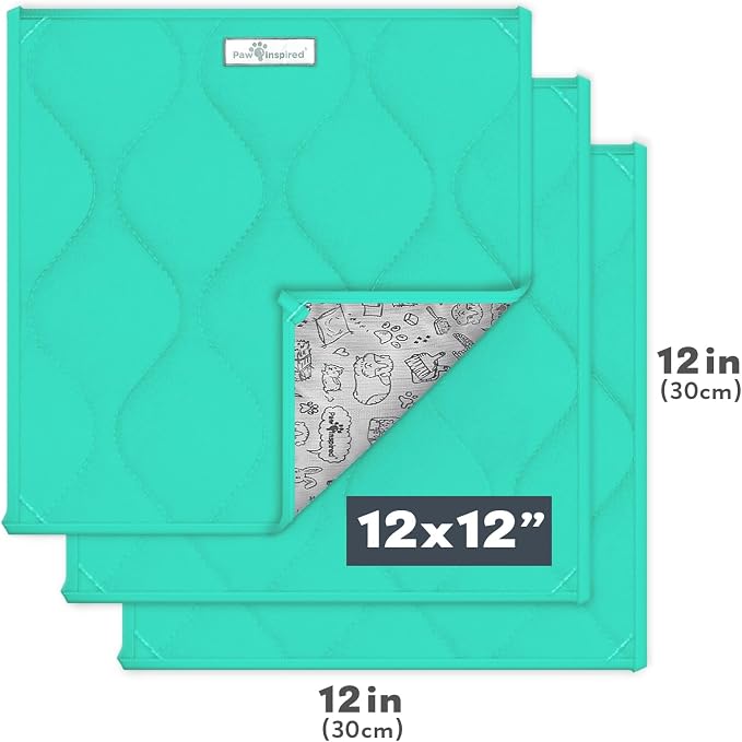 Paw Inspired Washable Fleece Guinea Pig Cage Liner Pads,12x12 Inch, Green | Corner Mat, Pee Pad, Super Absorbent Bedding, Waterproof Bottom, Guinea Pigs, Ferrets, Rabbits, Hamsters, Small Animals