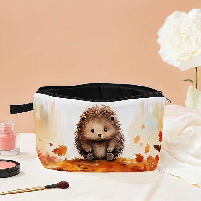 Hedgehog Makeup Bag for Women Travel Cosmetic Organizer Bag Teacher Appreciation Gifts Small Zipper Toiletry Bag