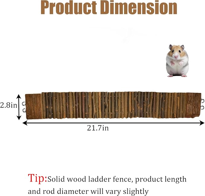 Hamiledyi Hamster Suspension Bridge 21.7 x 2.8 Inch Rat Long Bendy Bridge Wooden Climbing Ladder Cage Accessories for Syrian Hamster Gerbil Mouse Rat