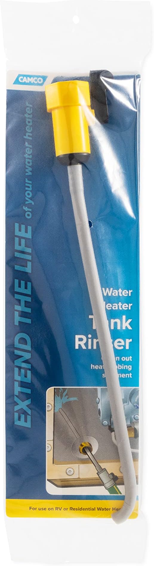 Camco Camper & RV Water Heater Tank Rinser - Improves Water Heater Function by Flushing Out Sediment - Easily Attaches to Standard Garden Hose & Features Convenient Shutoff Valve (11691)