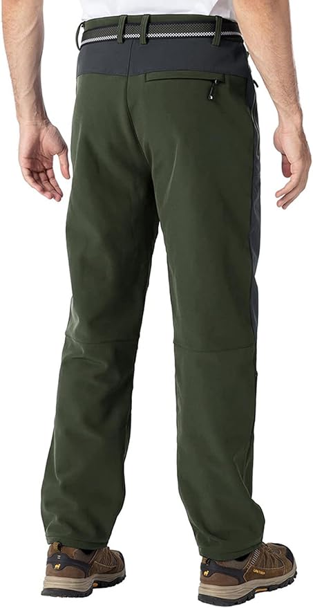TBMPOY Men's Snow Pants Fleece Lined Hiking Winter Waterproof Softshell Ski Outdoor Insulated Climbing Pants Zipper Pockets