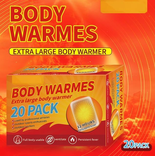 Body Warmes and Hand Warmers Extra Large Heat Packs,20 Count, 12 Hours Duration, for Athletes and Outdoor Activities