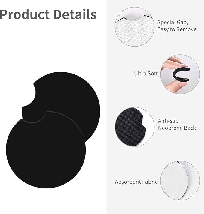 Custom Car Coasters for Cup Holders Personalized Car Coaster with Photo Text Logo Universal Non-Slip Rubber Car Coasters Car Interior Accessories Sets 2pcs