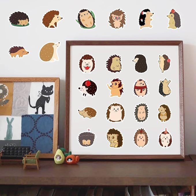 60Pcs Cute Hedgehog Stickers, Kawaii Cute Hedgehog Sticker for Kids, Vinyl Waterproof Sticker for Water Bottles Laptop Phone, Hedgehog Decal, Gifts for Kids Teens Girls