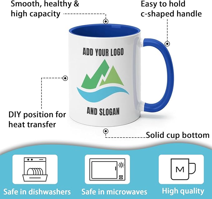 Custom Mug - Personalized Coffee Mug with Image, Logo, or Text | Custom Photo Cup | Customized 11 Oz Ceramic Tea Cup Taza Personalizadas Custom Gifts for Men & Women