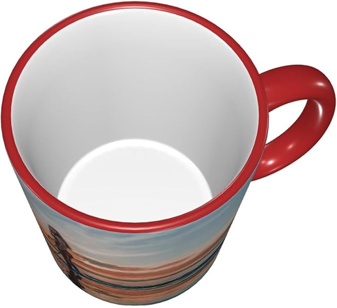 Custom Mugs and Coffee Cups Partial or Full Size Printed Creative Designs Customizable with Your Photos Images Text (Full-Width, Red)
