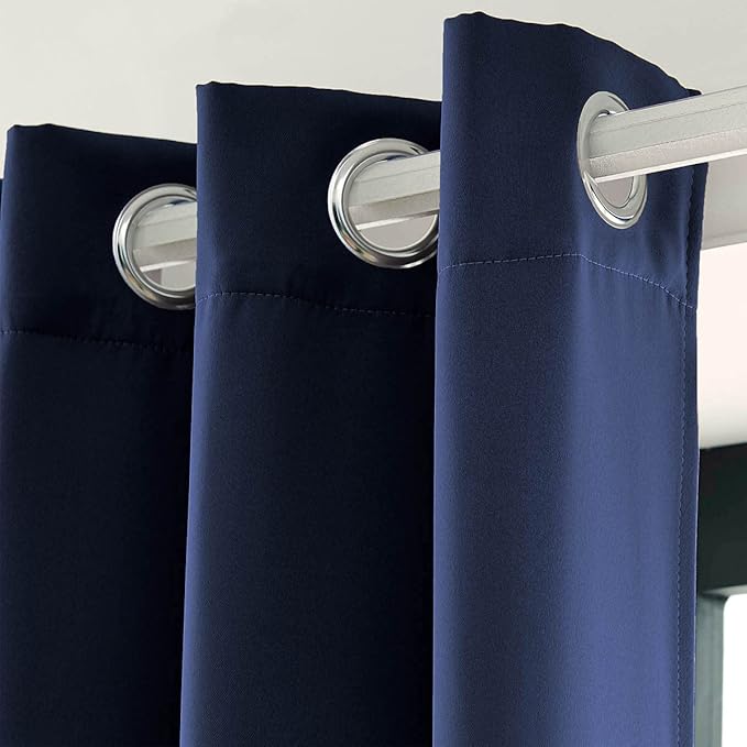 LA PALMA Thermal Insulated Blackout Darkening Grommet Living Room Curtains Window Drapes for Bedroom Pack of 2 Panels
