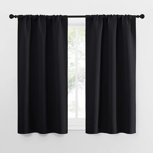 NICETOWN Black Out Curtain Panels for Kitchen - Energy Smart Decoration Thermal Insulating Blackout Drapes/Draperies for Small Window (2 Panels, 34 in x 54 in (W x L))
