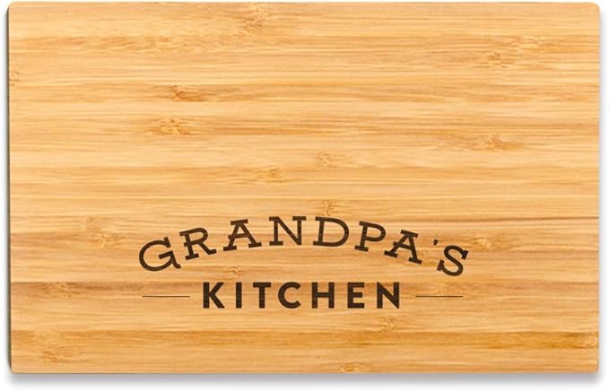 Andaz Press Laser Engraved Small Bamboo Wood Cutting Board, 9.5 x 6-inch, Grandpa's Kitchen, 1-Pack