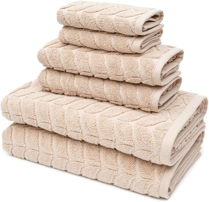 Turkish Cotton Ultra-Soft Plush Absorbent Quick Dry Bathroom Towel Set, Made in Turkey (Sand Beige, 4 Pcs Hand Towel Set)