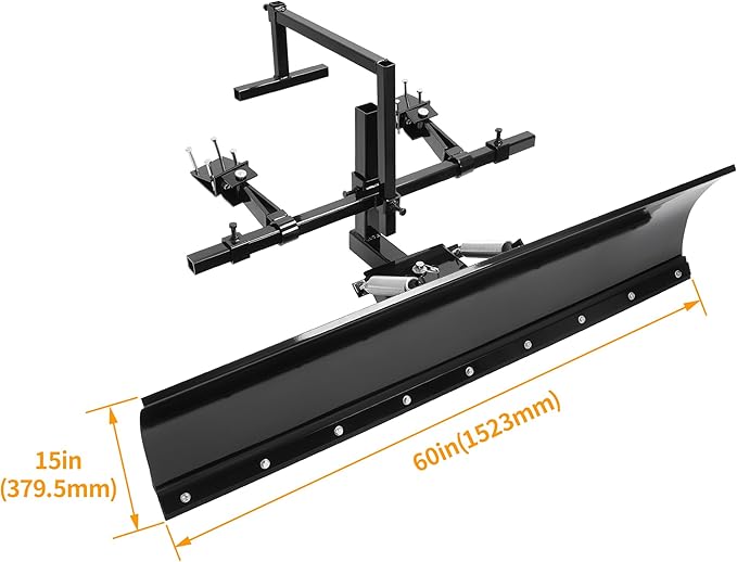 60 In Universal Black Snow Plow Blade Compatible with 5ft Wide Zero Turn Mowers Snow Plow Powder Coated Adjustable Durable