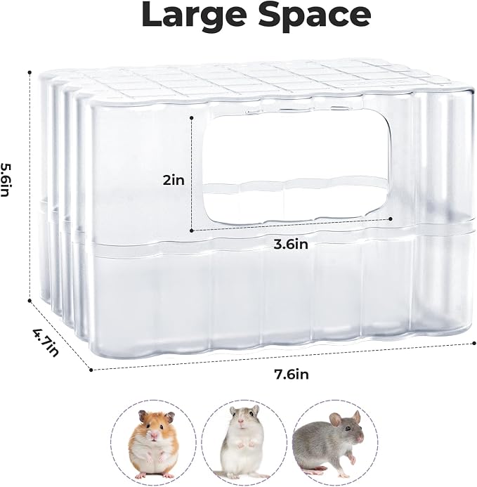 mini&moe Hamster Sand Bath Container - Small Animal Bathroom Shower Room & Corner Digging Box Toilet with Cleaning Scoop Rat Dust Bath House for Guinea Pig, Hedgehog, Squirrel