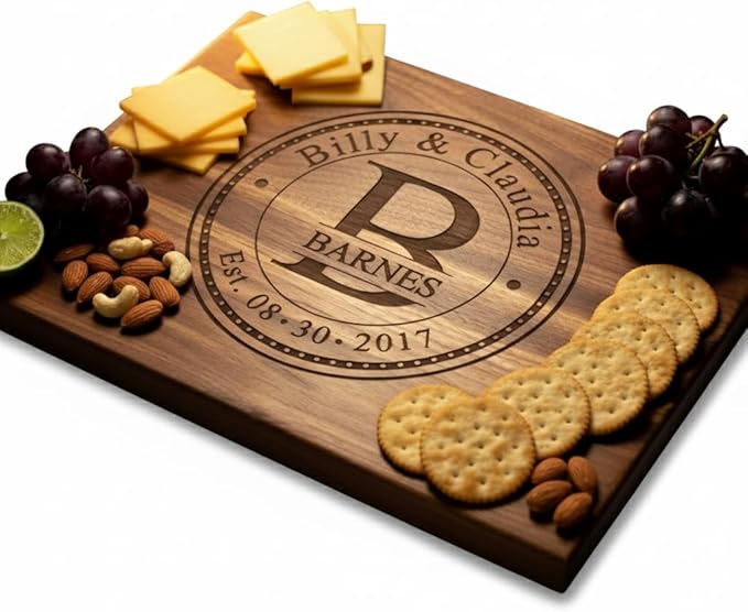 Personalized Christmas Gifts for Couples - Custom Cutting Board Wedding Gifts, Unique Holiday Gift for Family Premium Handmade Wood Gift Anniversarie, Bridal Shower & Couples – Unique Newlywed Gift