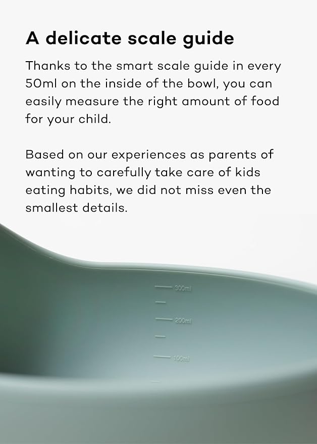 Konny Baby Bowl Microwaveable Silicone & Spoon Set, Self Feeding Essentials Baby Led Weaning Supplies -Grey Seed