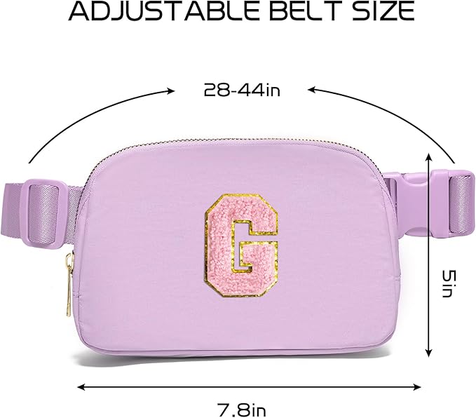 Gitus Initial Belt Bag Fanny Pack Crossbody Bag for Girls Birthday Gifts Age 8-10 Teen Girl Gifts Trend Stuff Personalized Letter Gifts for Daughter Sister (Lavender-G)