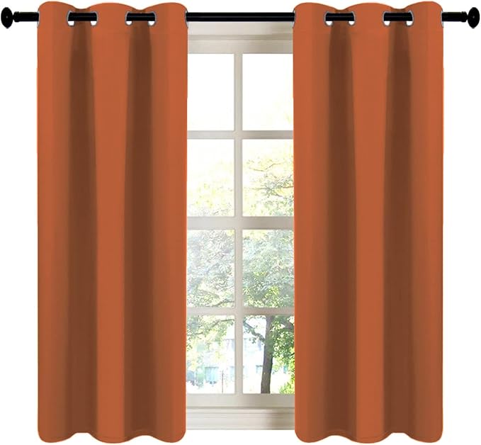 LA PALMA Thermal Insulated Blackout Darkening Grommet Living Room Curtains Window Drapes for Bedroom Pack of 2 Panels