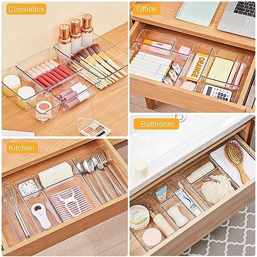 SMARTAKE 13-Piece Drawer Organizers with Non-Slip Silicone Pads, 5-Size
