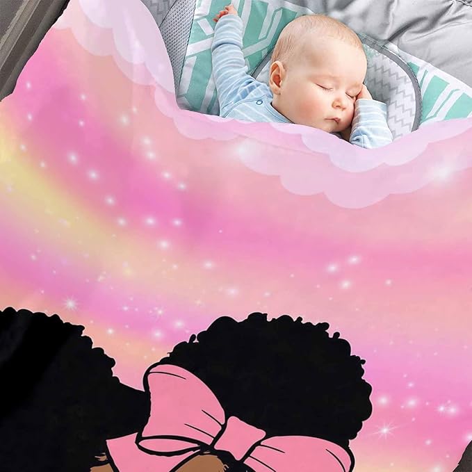 D-Story Custom Blanket with Name Customized Blanket Personalized Flannel Throw Blankets Black Girl Blanket for Kid Women Men Christmas Birthday Mothers Day