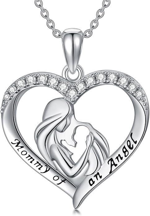 Miscarriage Necklace Gifts for Mothers 925 Sterling Silver Mommy of An Angel Pendant Memorial Jewelry Loss of Pregnancy Sympathy Gifts for Women