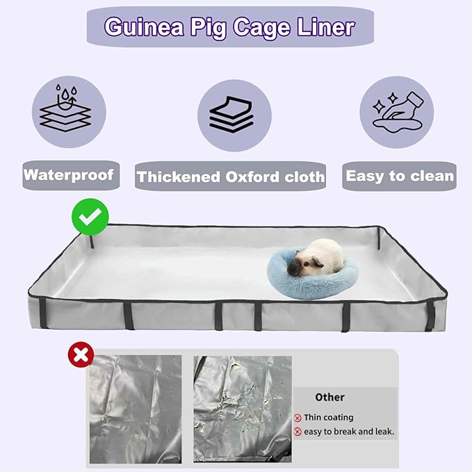 DZWLKJ Guinea Pig Cage Liner Tarp Bottom Waterproof and Washable.Available in 22 Sizes. Base Also for Rabbits, Bunny, Chinchesillas, Hedgehog, Ferrets and Other Small Animals(24x48 inches)